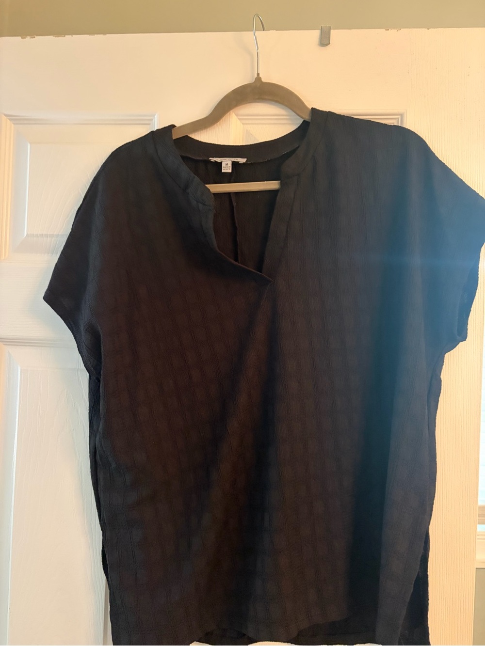 white birch Black Short-Sleeve V-Notch Tunic Top
